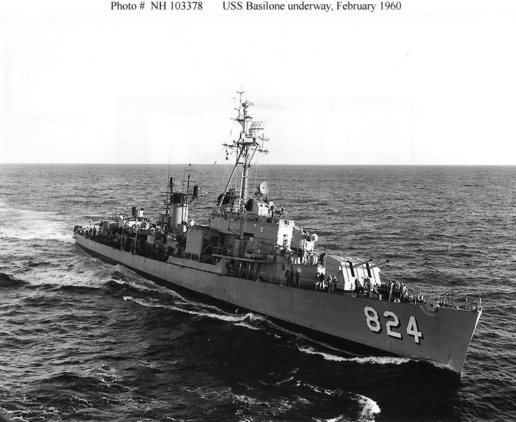 Coming alongside Albemarle (AV-4) to transfer personnel, Feb, '60